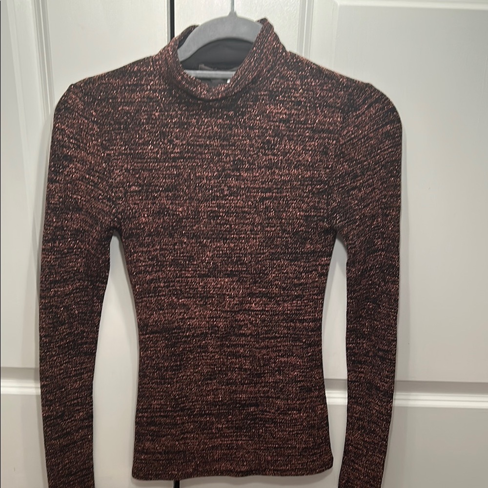 BCBG Maxazria sparkle metallic long sleeve Sweater XS high neck evening